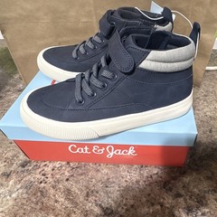 Cat & Jack Dylan Mid Top Sneakers Hook & Loop Strap Blue/Gray/White US 13