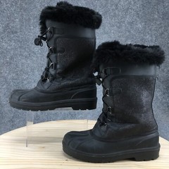 Cat & Jack Boots Youth 6 Constance Faux Fur Lined Glitter Winter Shearling Black