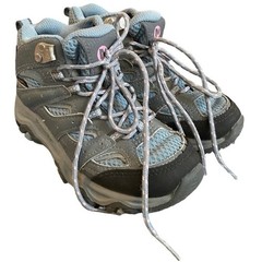 Merrell Moab kids’ waterproof mid blue and grey lace up hiking boots size 11.5 M