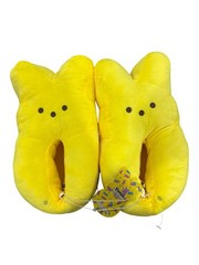 Peeps Plush Yellow Bunny Slippers Size 4/5 Youth Soft Indoor Footwear Easter Gif