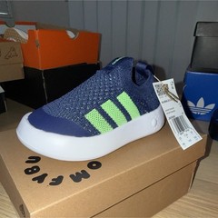 adidas Bubblecomfy I Navy/Green/White Slip-On Unisex Kids Casual 8K JR5989