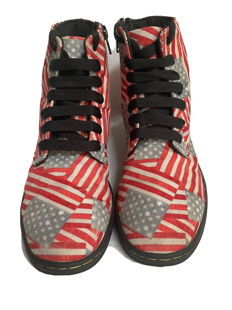 DR. MARTENS MARLEY AIR WARE Boots American USFlag Canvas Kids Size 3 Lace UP Zip