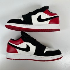 Jordan 1 Low Black Toe 2019 GS White Black Gym Red 553560-116 Kids Size 6Y