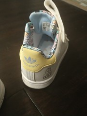 Adidas Stan Smith Toddler Sneaker Monster Tongue Graghic Size US 8K White Yellow