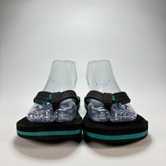 Reef Ahi Aqua Palms Black Blue Palm Leaf Flip Flop Sandals Youth Size 5