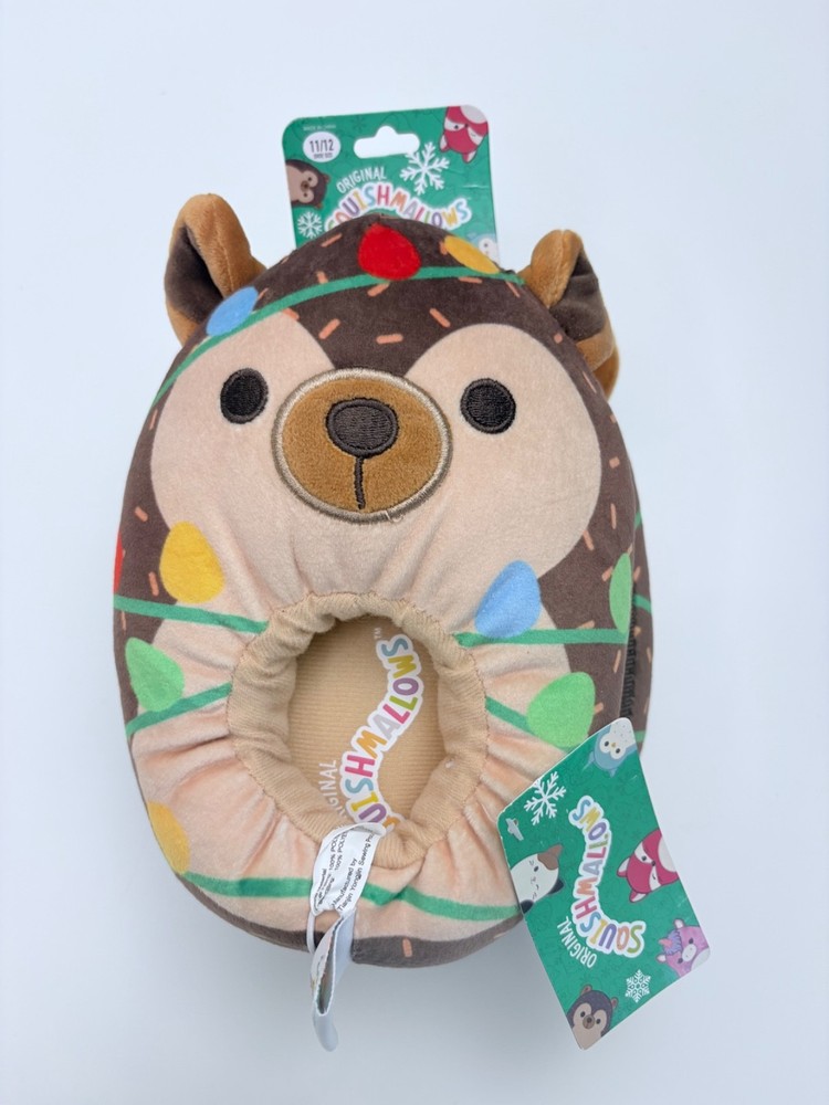 Squishmallows Holiday Bear Plush Slippers Kids Size 11-12 Christmas New