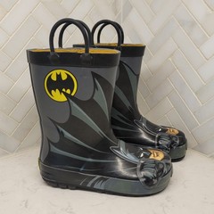 Western Chief Batman Waterproof Rubber Rain Boots Black Gray Yellow Kids US 9