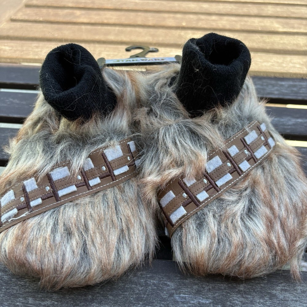 NWT Disney Star Wars Slippers Chewbacca TODDLER / KIDS Brown Faux Fur Sz M 7-8