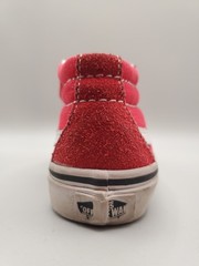 Vans Sk8-Mid Reissue V Kids Red White Canvas Suede Hook & Loop Sneakers US 10.5