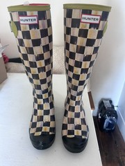 Hunter x Mackenzie Tall Rubber Rain Boots Checkeboard Child’s Tall Size 6