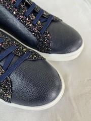 Marc Joseph Youth Kids Metropolitan Leather lace Up Sneakers Navy US SIZE 6.5
