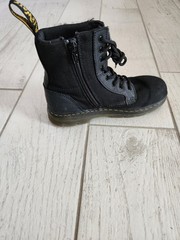 Dr. Martens Boots Kids Size 2 Doc Combs J Combat Lace Up Canvas Zip Black Youth