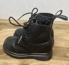 Dr. Martens 1460 Pascal Mono Toddler Black Leather Side Zip Boots Sz 7