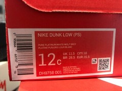 NIKE DUNK LOW (PS) „TWO-TONE GREY“ – SIZE 12C US – BNIB – DEADSTOCK