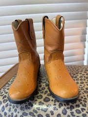 OLD WEST OSTRICH LEATHER & LEATHER, SZ 7, UNISEX FOR A LITTLE ONE, NEW W/OUT B0X