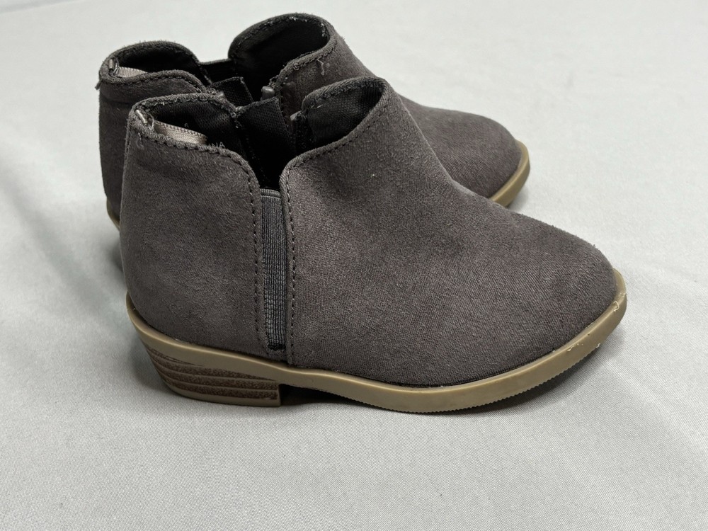 Old Navy Gray Suede Bootie Ankle Boots Kids Size 12 Zip Casual Fall Winter