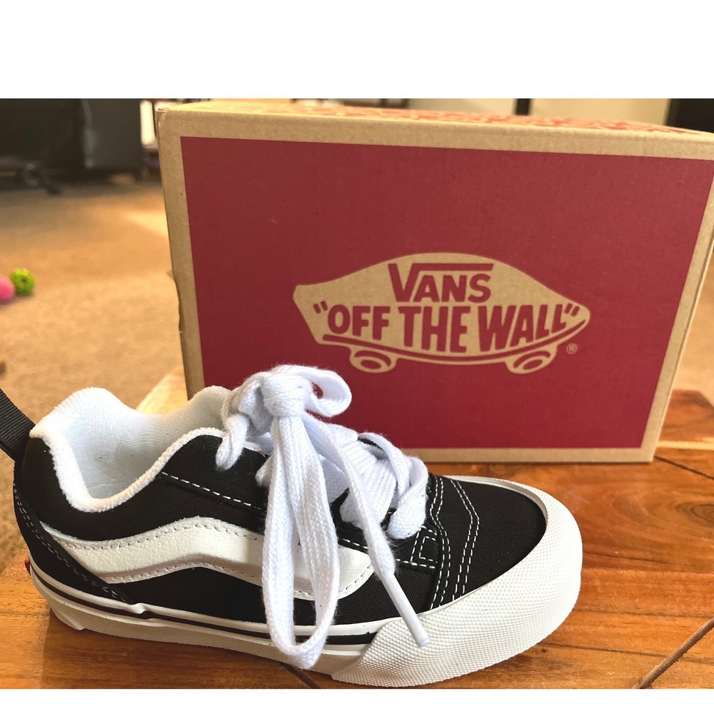 Vans Knu Skool Black True White Chunky Skate Shoes Kids Size 12 NWB