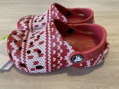 Crocs Clogs Boys Girls Kids Size C9 Holiday Ugly Christmas Sweater Red White