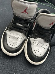 Jordan Air Jordan 1 Low Kids Black/White/Red Leather Lace-Up us 7.5 DC0774-062