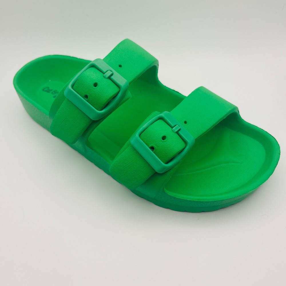 Noa Unisex Footbed Sandals Green Adjustable Double Straps Open Toe Cat & Jack