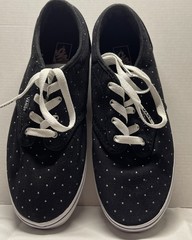 VANS Black/White Silver Polka Dot Athletic Shoes Missy Size 6