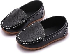 Toddler Loafers Size 6.5 Black – Boys Slip-On Dress Shoes – Casual Formal