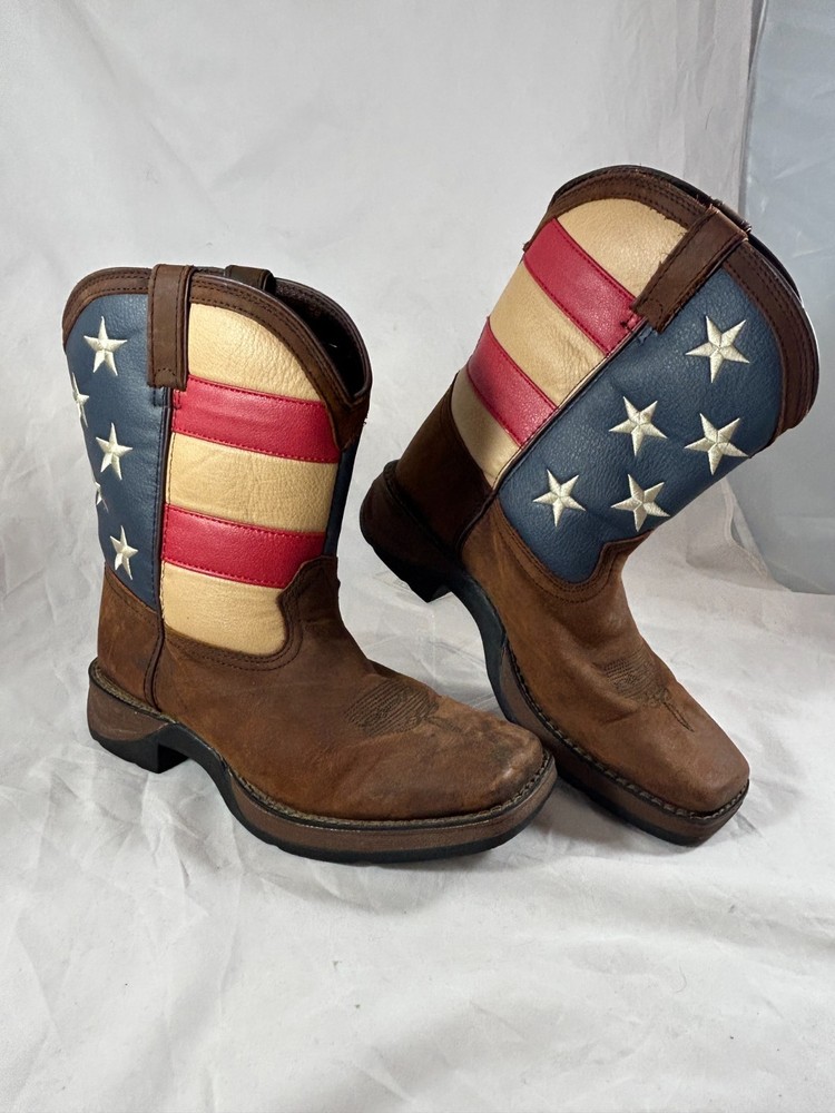 Durango DBT0160 Kids Size 6.5M Patriotic Western Square Toe Mid Calf Boots