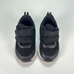 Athletic Works Black White Mesh Jogger Hook & Loop Strap Sneakers Kids Size 3