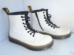 Dr Martens Zavala Combat Boot White Kid Girls size 2