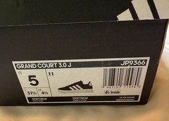Adidas Grand Court 3.0 J Kids Size 5 Black White JP9366 NEW in box