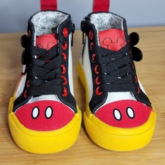 Ground Up Kids Size 5 Mickey Mouse High Top Sneakers Red White Black Disney Zip