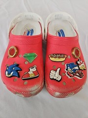 Crocs Kids Sonic The Hedgehog Clogs Red Shoes Junior Size J1 With Custom Jiblets