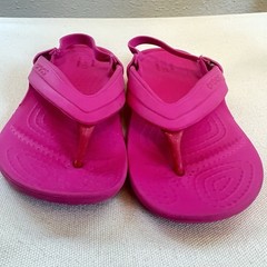 Crocs Iconic Pink Thong Flip Flop Elastic Strap Back Sandals Size C13