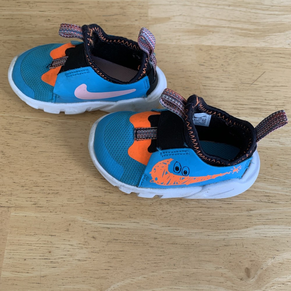 Nike Flex Runner 2 LIL PSV Blue Orange Kids Preschool Running Shoes Size 5C