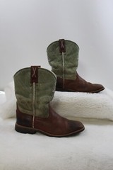 Twisted X YCW0002 Square Toe Red Brown Leather Kids Boots Size 2 M