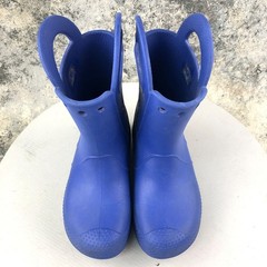 Crocs Kids Size J2 Handle It Blue Easy On Lightweight Pull On Rubber Rain Boots