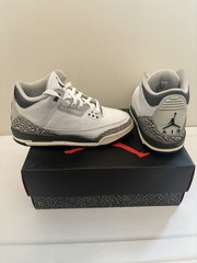 Air Jordan 3 Retro (GS) White / Black Iron Sz 6y Big Kids Shoes hide n sneak