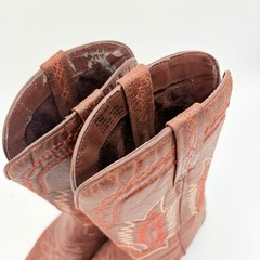 Coconuts Youth Western Cowboy Boots Brown Red Embroidered Pull On Size 5M