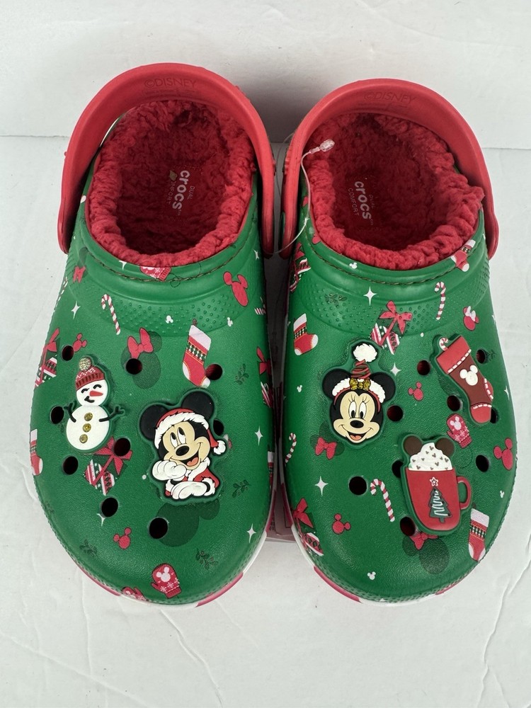 Crocs Mickey Mouse Christmas/Holiday Lined Clogs – Size J2 – Kids – NWT