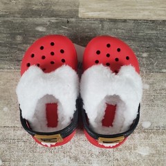 Crocs Classic Lined Clogs Sandals Sz 8 C8 Red Round Toe Slip-On Christmas