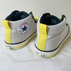 Converse All Star Junior Size 6 Mid Top Shoes Gray, Black, Yellow EUC