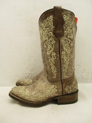Corral Teens A2980 Western Light Brown Leather Square Toe Boots Teen Sz 2