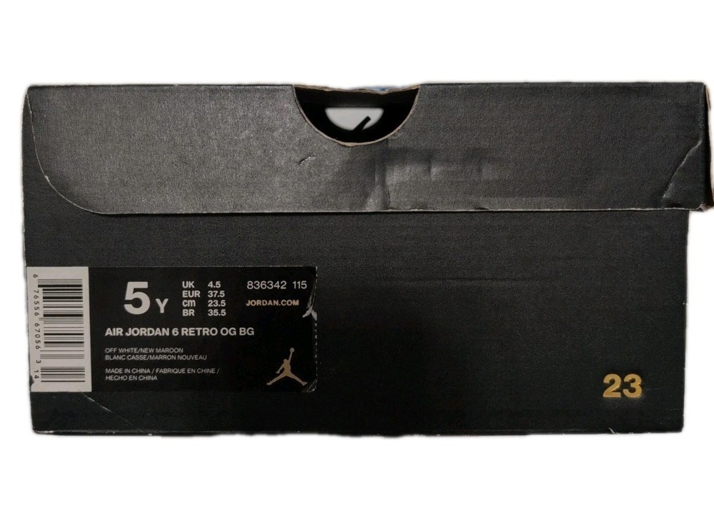 Nike Air Jordan 6 Retro Maroon 2015 OG BG 836342-115 Youth Size 5Y