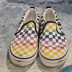 Vans Slip On Rainbow Checkerboard Shoes Kids Size 13 Multicolor Unisex