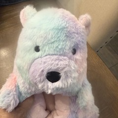 Bear Slippers Kids Size 6.5 Multicolor Tie Dye Fuzzy Plush Cozy Slip On Cute