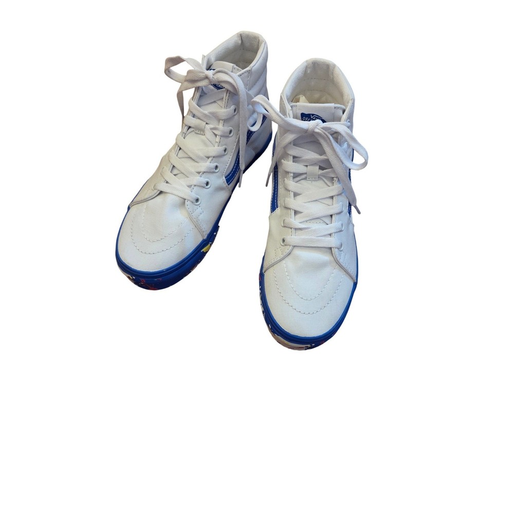 Vans SK8 HI MTE Kids White Blue Splatter High Top Sneakers Size 5.5