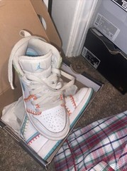 Nike Jordan 1 Mid PS Baseball Knit White Orange Green Shoe Sz 3Y Kids DM9648-100