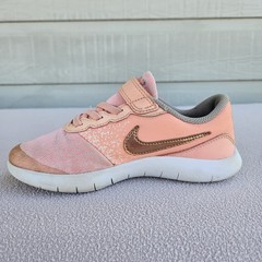 Nike Flex Contact TDV Hook & Loop Sneaker SZ 1Y Pink Rose Gold 917938-600