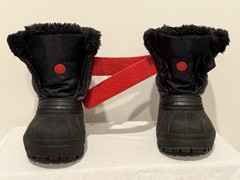Sorel Snow Commander Boots – Black, Red & White w/Faux Fur Trim – Toddler 10 US