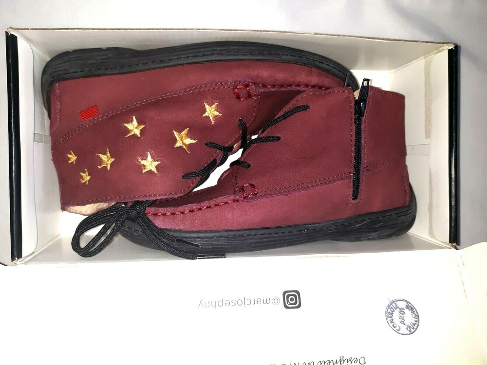 Marc Joseph New York Kids Ankle Boot Shoe Red Nu Buck Leather Size 1